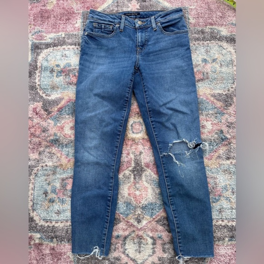 Lucky Brand Low Rise Lolita Skinny Crop Distressed Stretch Jeans Size 4/27